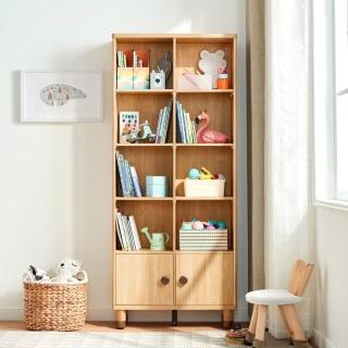 【hoi! 好好生活】特別訂購★Linsy簡約原木色兒童八格雙門高書櫃 原木色 KN3X-A2