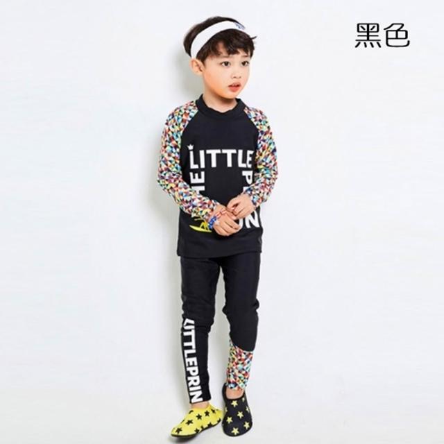 【橘魔法】幾何插肩防曬長袖泳裝＋長褲 2件式 女童 男童 兒童 大童 童裝 水母衣 泳褲 防曬 泳衣 浮淺 潛水