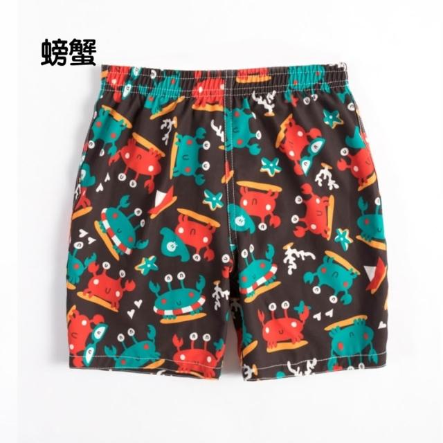 【橘魔法】兒童卡通印花快乾沙灘褲 男童 女童 中童 大童 童裝 速乾 五分褲 短褲 海灘褲 褲子 海邊 戲水