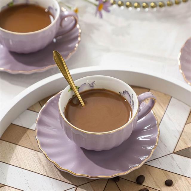 輕奢陶瓷咖啡杯 一整套掛耳杯 精緻英式下午茶杯 花茶杯 家用待客杯 杯架 擺件 茶杯