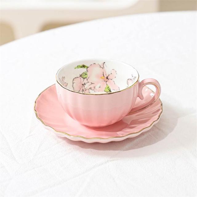 輕奢陶瓷咖啡杯 一整套掛耳杯 精緻英式下午茶杯 花茶杯 家用待客杯 杯架 擺件 茶杯