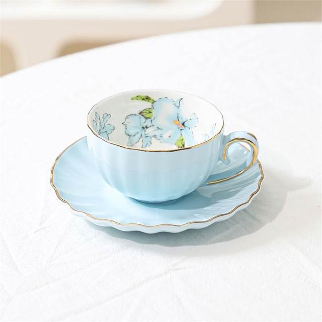 輕奢陶瓷咖啡杯 一整套掛耳杯 精緻英式下午茶杯 花茶杯 家用待客杯 杯架 擺件 茶杯