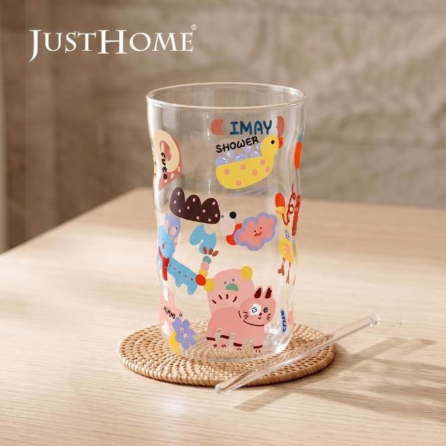 【Just Home】萌系動物透明玻璃雲朵杯470ml單入-2款可選(杯 玻璃杯 耐熱玻璃)