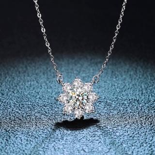 【巴黎精品】頂級莫桑鑽石925純銀骨鍊情侶對鍊-太陽雪花1克拉吊墜女飾品k3ac65