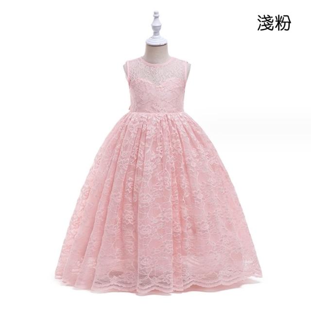 【橘魔法】浪漫蕾絲桃心領長禮服 兒童 童裝 女童 大童 洋裝 蓬蓬裙 紗裙 畢業 表演 攝影 花童 全家福 婚禮