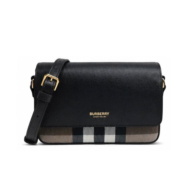 【BURBERRY 巴寶莉】BURBERRY Hampshire 經典格紋翻蓋斜背包(任選)