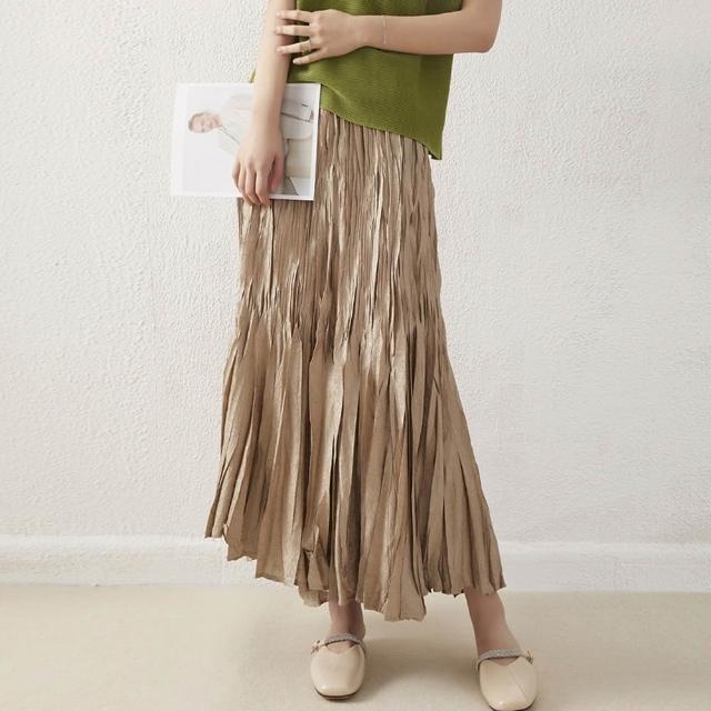 【巴黎精品】現貨+預購 三宅風皺褶衣服百褶裙褶皺半身裙摺衣彈力長裙顯瘦折衣大碼-設計感高腰4色t1oe15