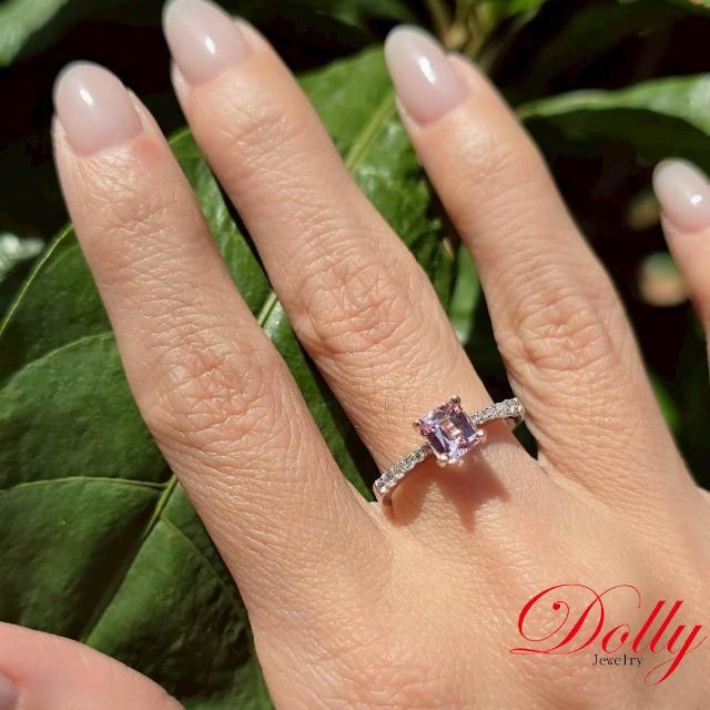【DOLLY】14K金 無燒馬達加斯加桃色藍寶石1克拉鑽石戒指-012 高級訂製珠寶 奢華質感 浪漫送禮