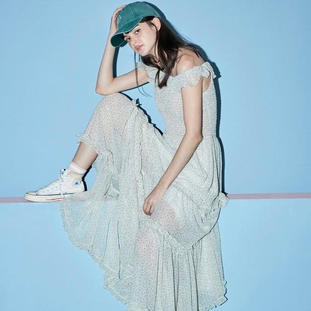 【N．ONE】幻影交織方領碎花拼接感連身洋裝-附活動襯裙-花色
