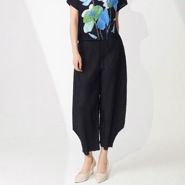 【米蘭精品】現貨+預購 三宅風褶皺衣服摺褲皺褶長褲(摺衣壓褶薄款寬鬆九分哈倫褲折衣女褲子5色74nh86