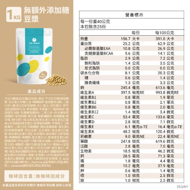 【THE VEGAN 樂維根】經典植物優蛋白 2組入 1KG/袋(優蛋白.高蛋白.蛋白粉.台灣製造.全素)