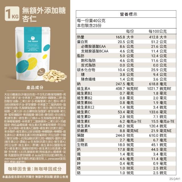 【THE VEGAN 樂維根】經典植物優蛋白 2組入 1KG/袋(優蛋白.高蛋白.蛋白粉.台灣製造.全素)