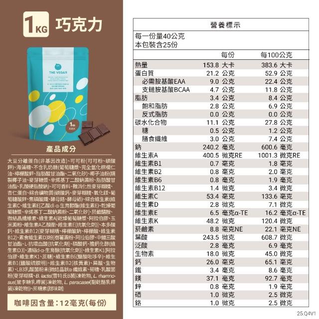 【THE VEGAN 樂維根】經典植物優蛋白 2組入 1KG/袋(優蛋白.高蛋白.蛋白粉.台灣製造.全素)