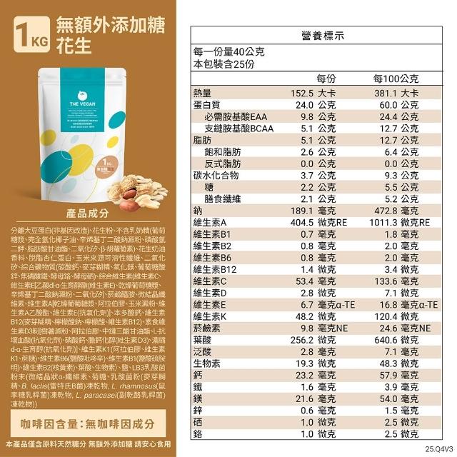 【THE VEGAN 樂維根】經典植物優蛋白 2組入 1KG/袋(優蛋白.高蛋白.蛋白粉.台灣製造.全素)