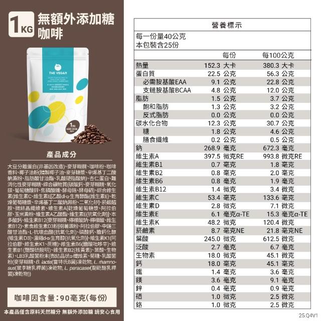 【THE VEGAN 樂維根】經典植物優蛋白 2組入 1KG/袋(優蛋白.高蛋白.蛋白粉.台灣製造.全素)