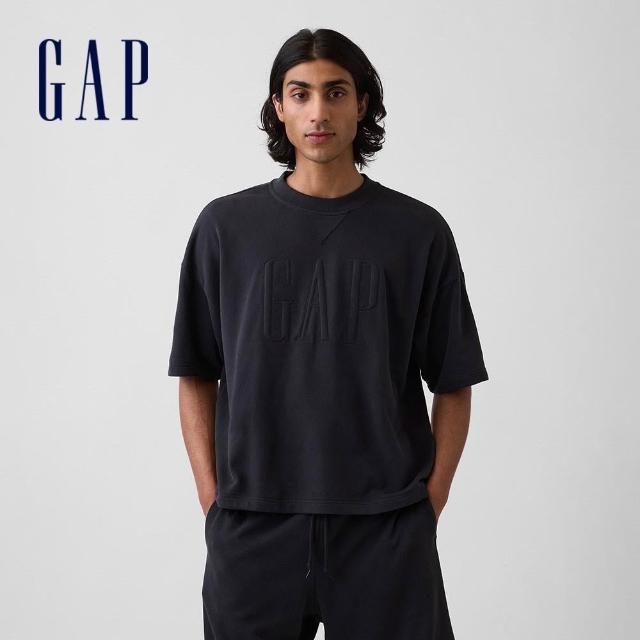 【GAP】男裝 寬版法式毛圈布短版T恤-多款任選(894498&898685&898684)