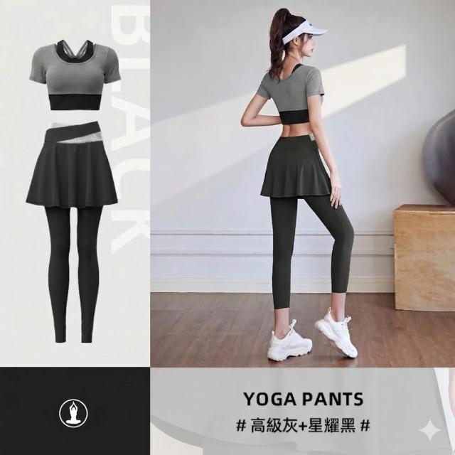【巴黎精品】現貨限搶 瑜珈服套裝短袖運動服運動上衣休閒女裝瑜伽服-彈力透氣瑜珈褲修身長褲多色b1a54 A