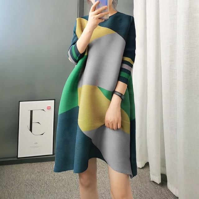 【巴黎精品】現貨+預購 三宅風皺褶衣連身裙壓褶洋裝大尺碼女裝連衣裙(時尚無袖背心女裙子3款b1a63 C)
