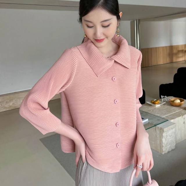 【巴黎精品】現貨+預購 三宅風皺褶衣服西裝外套褶皺衣休閒職業OL大尺碼女裝(時尚修身短版女外套3款b1a64 A)