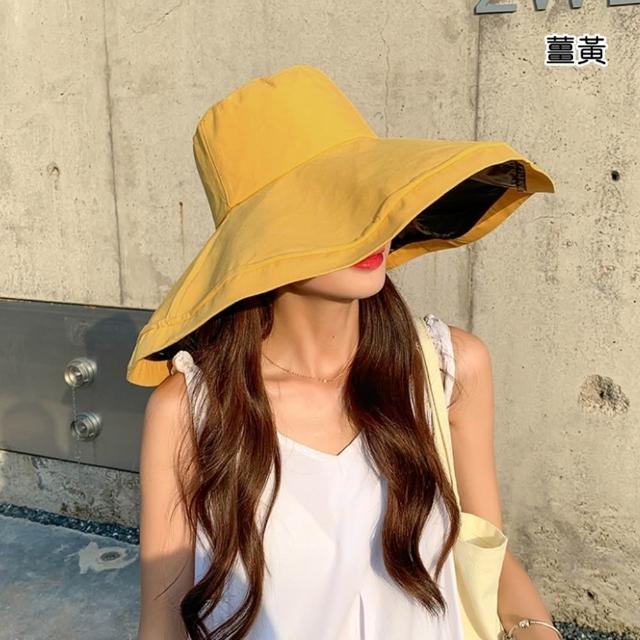 【橘魔法】素色布面寬帽沿遮陽帽 附防風繩 大帽沿 大人 帽子 遮陽 防曬帽 漁夫帽 盆帽 配件