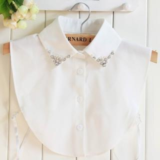 【米蘭精品】現貨出貨 假領子襯衫領片(鑲鑽珍珠雪紡白色女裝配件情人節生日聖誕節交換禮物73vk8)