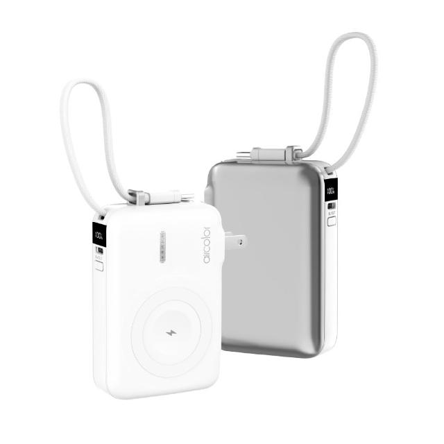 【aircolor】Qi2 雲朵系35W全能充行動電源 10000mAh (防爆準固態安全電芯 磁吸無線充 自帶線雙向快充)