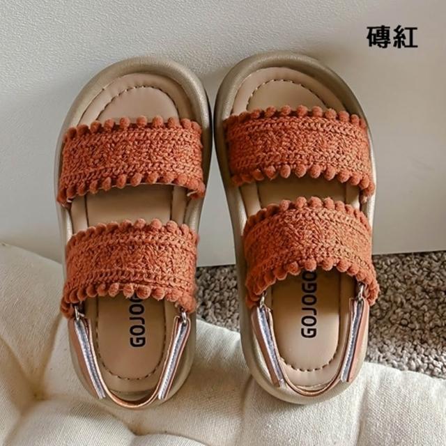 【橘魔法】波希米亞編織涼鞋 大童 兒童 女童 中童 童鞋 童裝 露趾涼鞋 民族風 平底鞋 沙灘鞋 鞋子