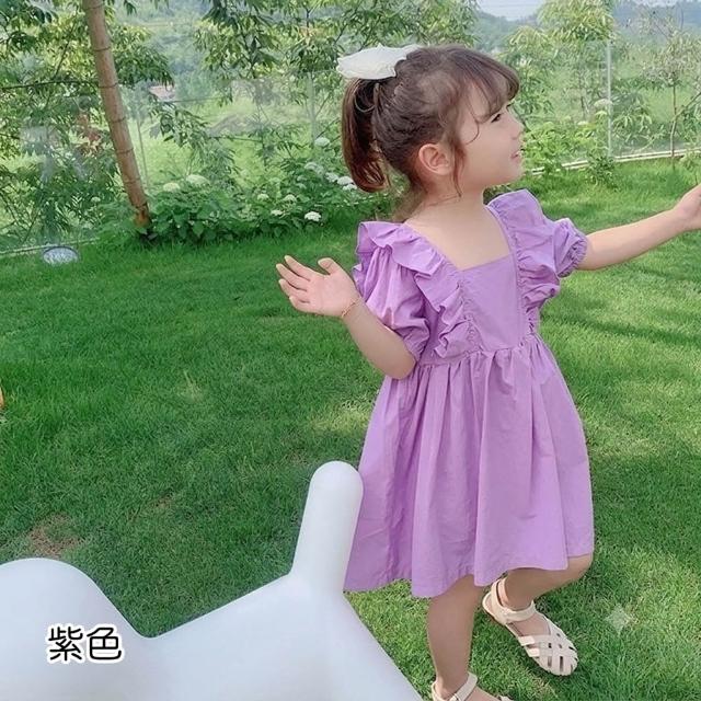 【橘魔法】甜美立體荷葉袖短袖洋裝 女童 童裝 兒童 連身裙