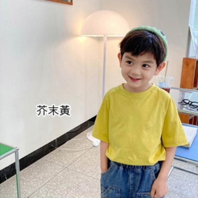 【橘魔法】純色寬鬆蝙蝠袖插肩短袖上衣 女童 男童 兒童 童裝 T恤 棉T 五分袖 中性款