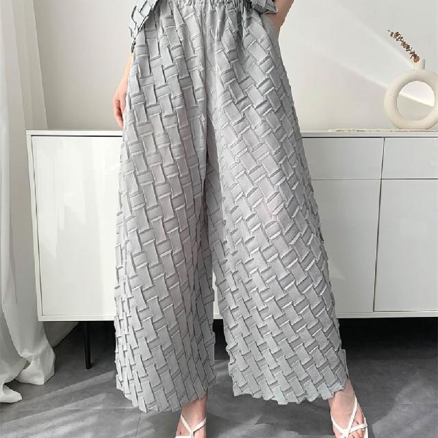 【巴黎精品】現貨+預購 三宅風皺褶衣服套裝女上衣長褲高級摺衣彈力女裝顯瘦折衣大碼(低奢設計三款b5a11)