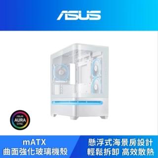 【ASUS 華碩】Prime AP202 ARGB White Edition 曲面全景玻璃電腦機殼 白色(PRIME-AP202-ARGB-WHITE-TG)