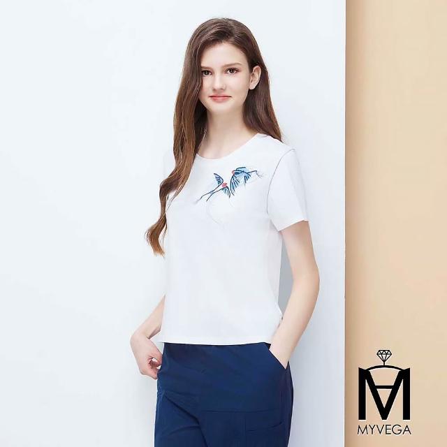 【MYVEGA 麥雪爾】MA涼感莫代爾棉/冰瓷棉印花刺繡上衣-多款任選(日系/女上衣/涼感/短袖)