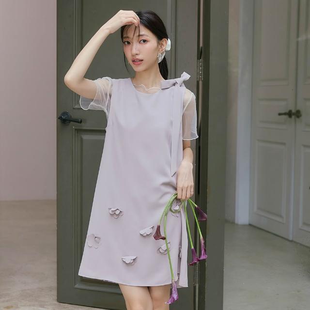 【OB 嚴選】立體垂墜小花綁帶背心洋裝 《DA10735-》 適 M~XL