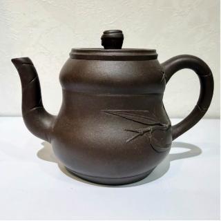 【創藝工坊】宜興早期紫砂壺 羅漢竹壺 黑星土(160cc 完整美品 茶壺茶具 宜興紫砂壺)