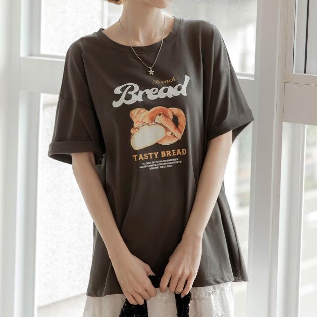 【OB 嚴選】純棉圓領美味麵包印花短袖上衣 《AB21192》 適 2L~5L