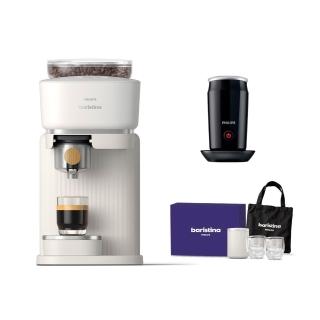 【Philips 飛利浦】Baristina 一滑即萃義式咖啡機+飛利浦全自動冷熱奶泡機CA6500(市價$2290)