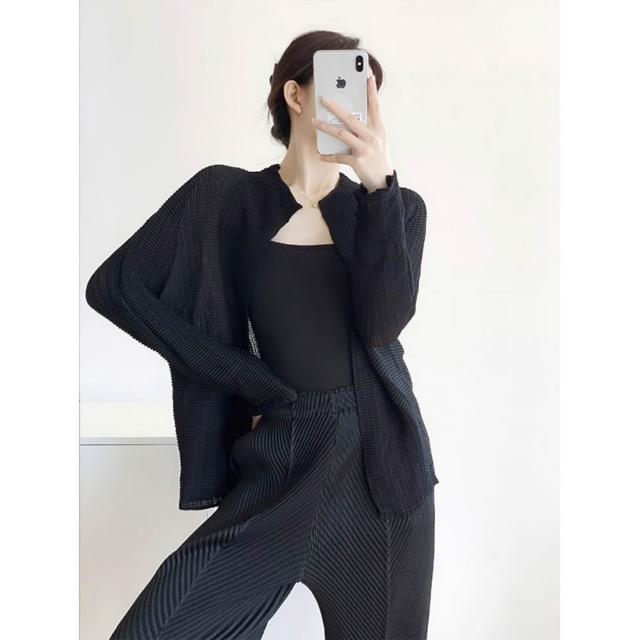 【巴黎精品】現貨+預購 三宅風皺褶衣服外套高級摺衣罩衫襯衫顯瘦大尺碼女裝(寬鬆防曬女外套多款3款b1a77 B)
