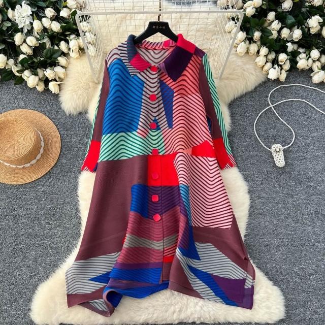 【巴黎精品】現貨+預購 三宅風皺褶衣服外套高級摺衣罩衫襯衫顯瘦大尺碼女裝(寬鬆防曬女外套多款3款b1a77 B)