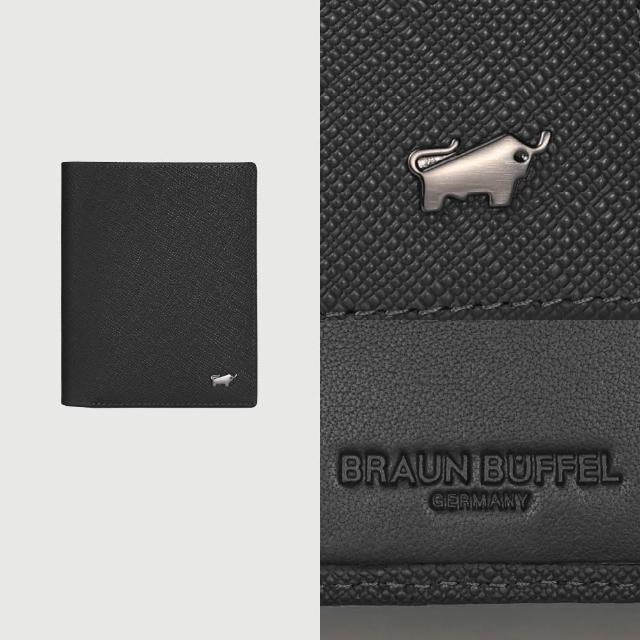 【BRAUN BUFFEL 德國小金牛】HOMME-P 12卡直立中夾-多色任選(BF598-359-BK/NY) 錢包送禮推薦