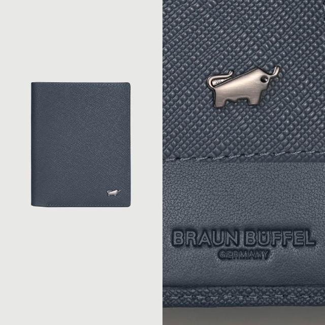 【BRAUN BUFFEL 德國小金牛】HOMME-P 12卡直立中夾-多色任選(BF598-359-BK/NY) 錢包送禮推薦