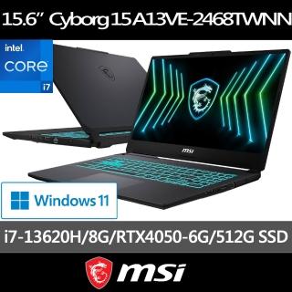 【MSI 微星】15.6吋i7-13620H RTX4050電競筆電(Cyborg 15/8G/512G SSD/W11/Black Edition A13VE-2468TWNN)