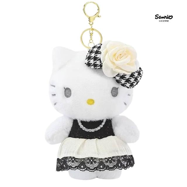 【SANRIO 三麗鷗】精品系列HELLO KITTY赫本小香風凱蒂貓玩偶吊飾名牌包吊飾鑰匙閨蜜女友生 