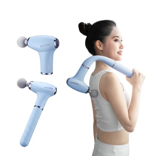 【KINYO】3in1不求人感應式加長筋膜槍FG-90(全身360度皆可按 3種組合方式)