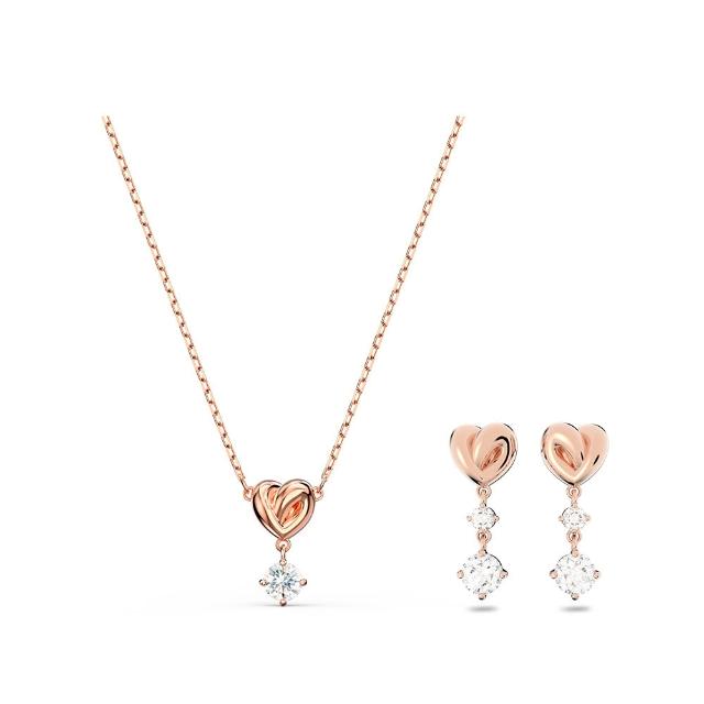 【SWAROVSKI 施華洛世奇】官方直營 momo獨家 心心相印 愛心手鍊/耳環/項鍊1+1組 (七夕禮物/情人節)