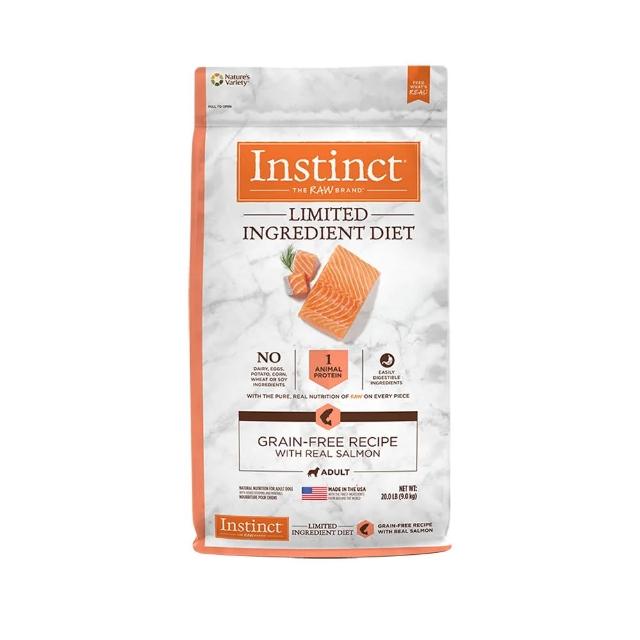 即期品【Instinct 原點】低敏成犬配方20lb 任選 鮭魚/羊肉 (WDJ 狗飼料 無穀飼料 肉含量高)