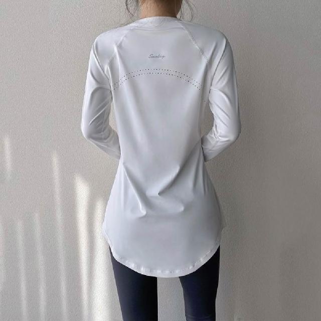 【巴黎精品】現貨限搶 運動上衣瑜珈服訓練健身跑步短袖運動T恤(中長款遮臀顯瘦速乾衣女運動服7色f1aa16)