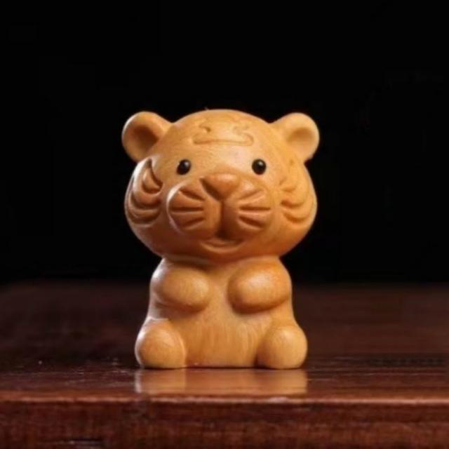 【LEEHER】可愛/老虎/擺飾/小飾品/擺件/十二生肖/送禮/金檀木/配件/桌面裝飾/兔子
