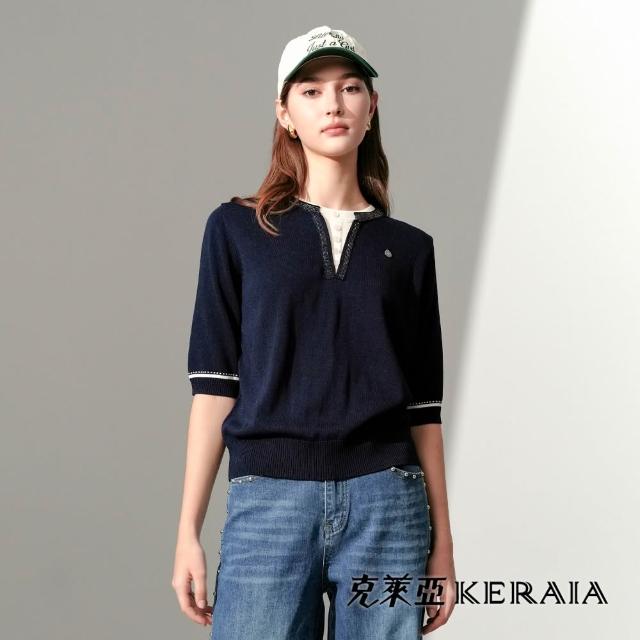 【KERAIA 克萊亞】浮光織夢緹花/燙鑽針織上衣(多款)