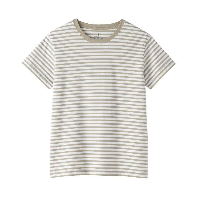 【MUJI 無印良品】女天竺圓領短袖T恤(白色/黑色/磚紅/淺黃/薰衣草紫/黑橫紋/黑紋樣/粉紅紋樣/灰棕紋樣)