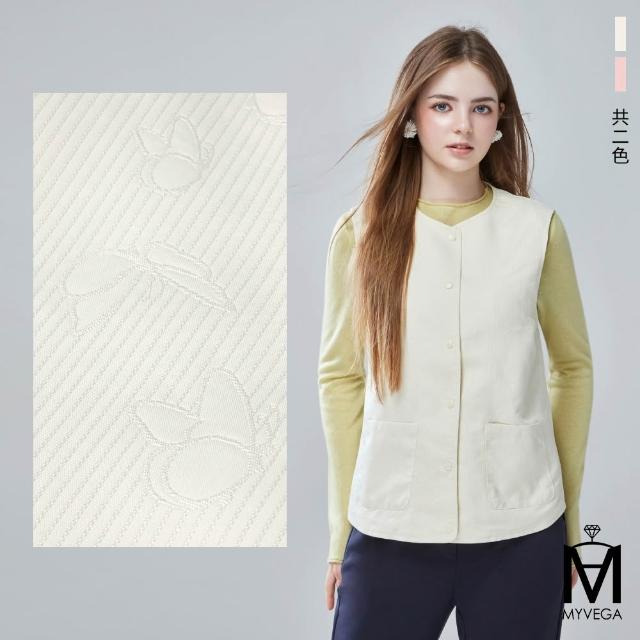 【MYVEGA 麥雪爾】MA高質感菱格紋小香風/蝴蝶櫻桃緹花背心外套-二款任選(保暖外套/背心/小香風)